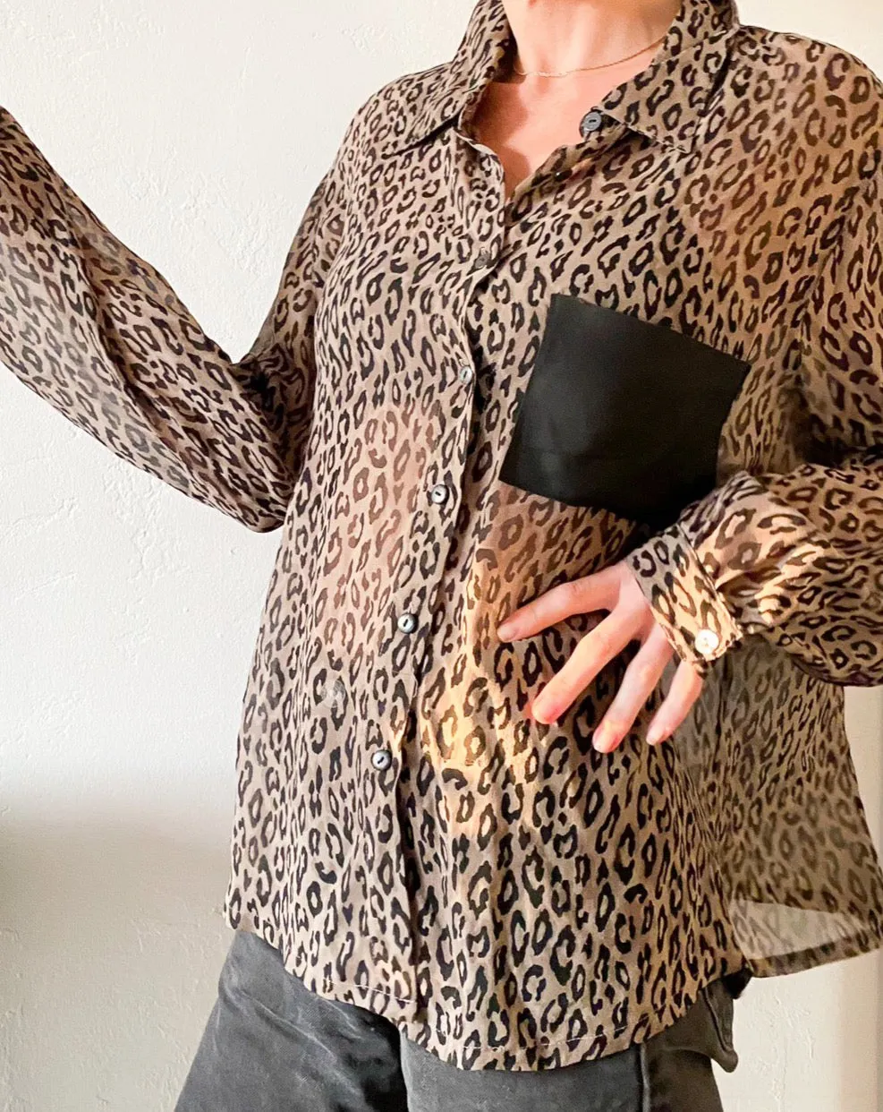 Vintage Leopard Silk Blouse