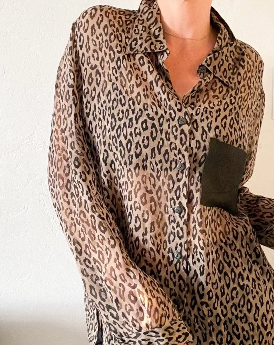 Vintage Leopard Silk Blouse