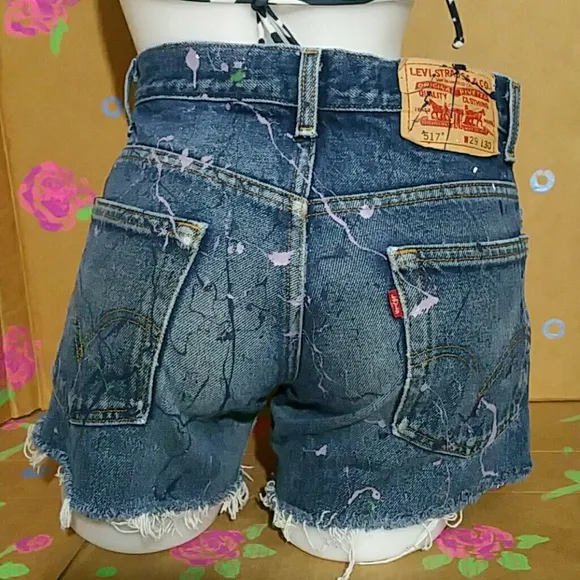 Vintage Levis 517 Cut Off Jean Shorts W29