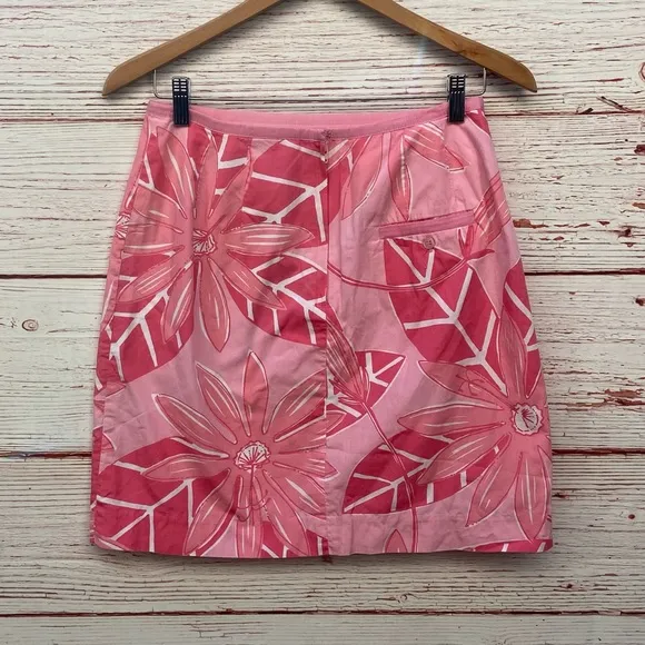 Vintage Lilly Pulitzer White Label Pink Floral Mini Skirt Sz 6