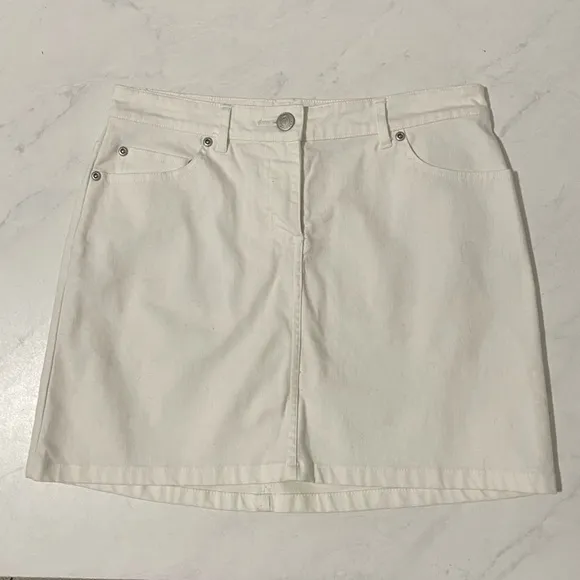 Vintage Lilly Pulitzer Y2K RARE White Denim Palm Tree Badazzled Mini Skirt Sz 2