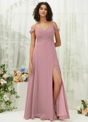 Vintage Mauve Sweetheart Chiffon Convertible Bridesmaid Dress Pocket