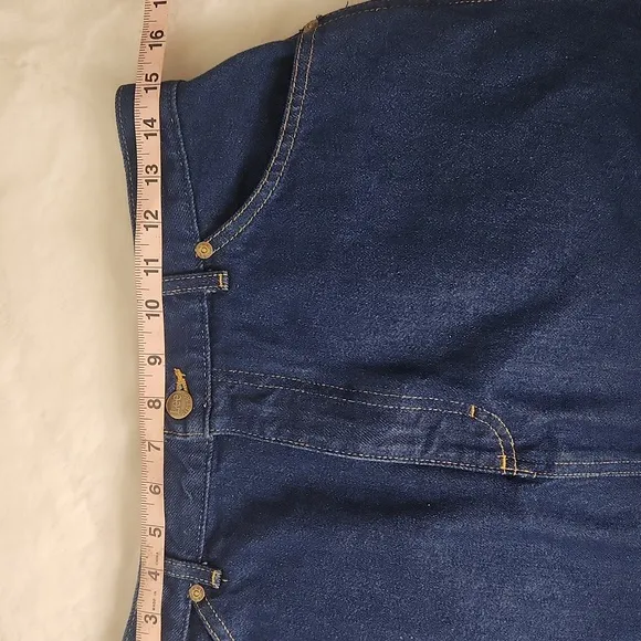 Vintage NWT LEE  Dark Blue Denim Midi Skirt. Western Boho 70&quot;s