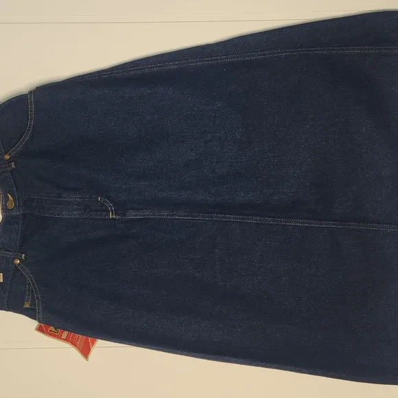 Vintage NWT LEE  Dark Blue Denim Midi Skirt. Western Boho 70&quot;s