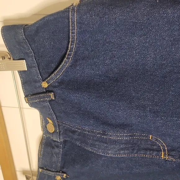 Vintage NWT LEE  Dark Blue Denim Midi Skirt. Western Boho 70&quot;s