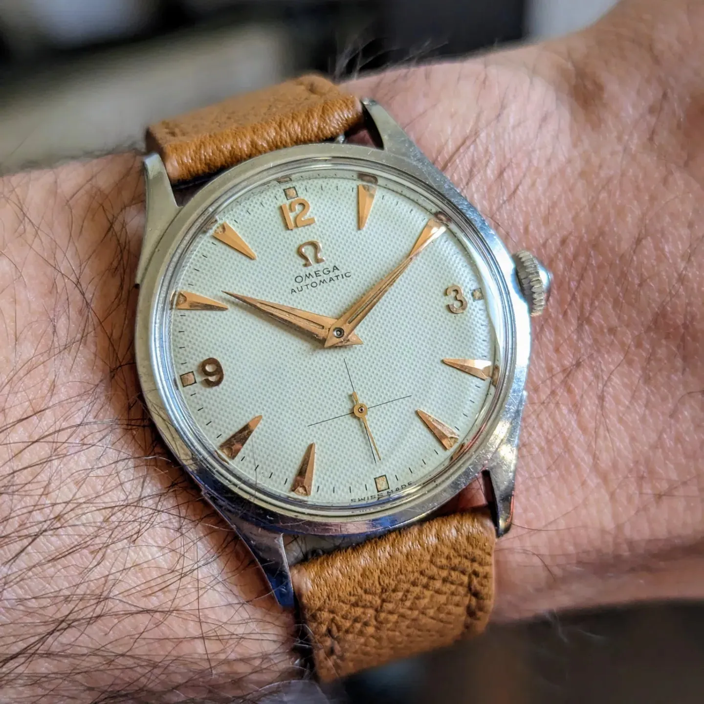 Vintage Omega Honeycomb Waffle Dial