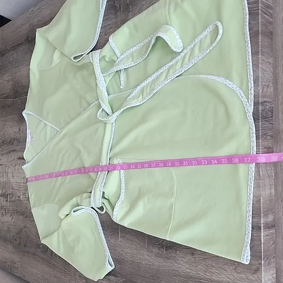 Vintage Oscar de la Renta Pink Label Lightweight Knit Dressing Gown Robe Green