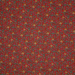 VINTAGE RED & GOLD FLORAL LIBERTY LAWN COTTON POCKET SQUARE HANDKERCHIEF