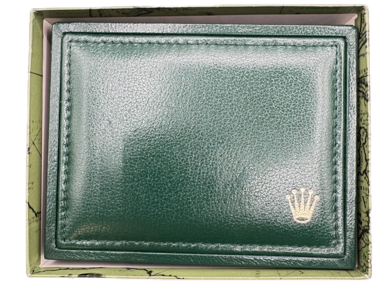 Vintage Rolex 12.00.71. Men's Wristwatch Box Swiss Made Green Leather & Wood