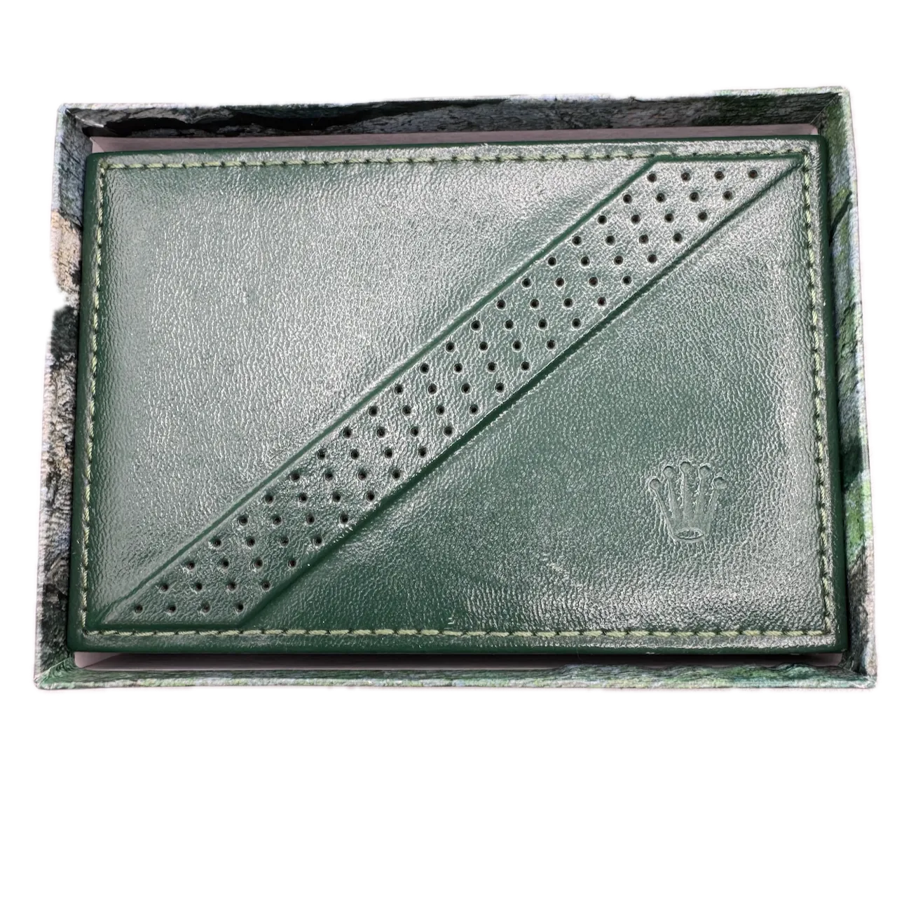 Vintage Rolex 68.00.06 Men's Wristwatch Box Swiss Green Leather & Woodw/ Pillow