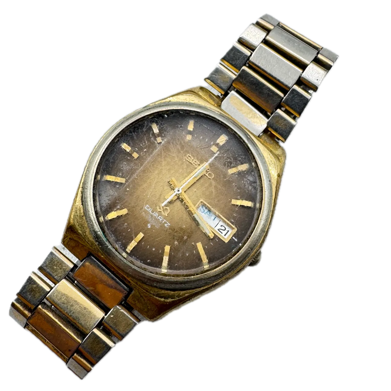 Vintage Seiko 4823-8039 SQ 3003 Day Date Men's Quartz Wristwatch Gold Tone