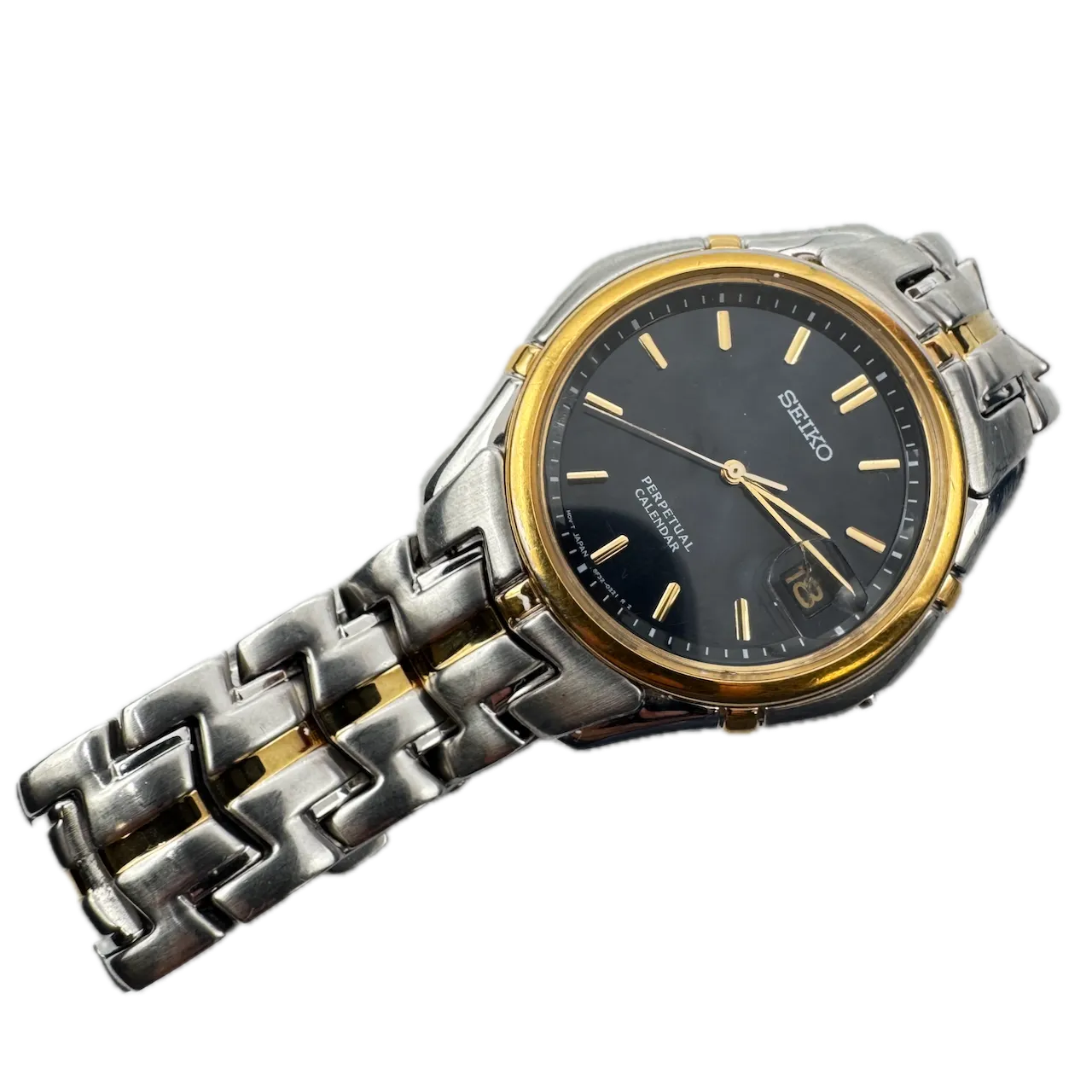 Vintage Seiko 8F32-0189 Perpetual Calendar Men's Quartz Wristwatch Gold Tone