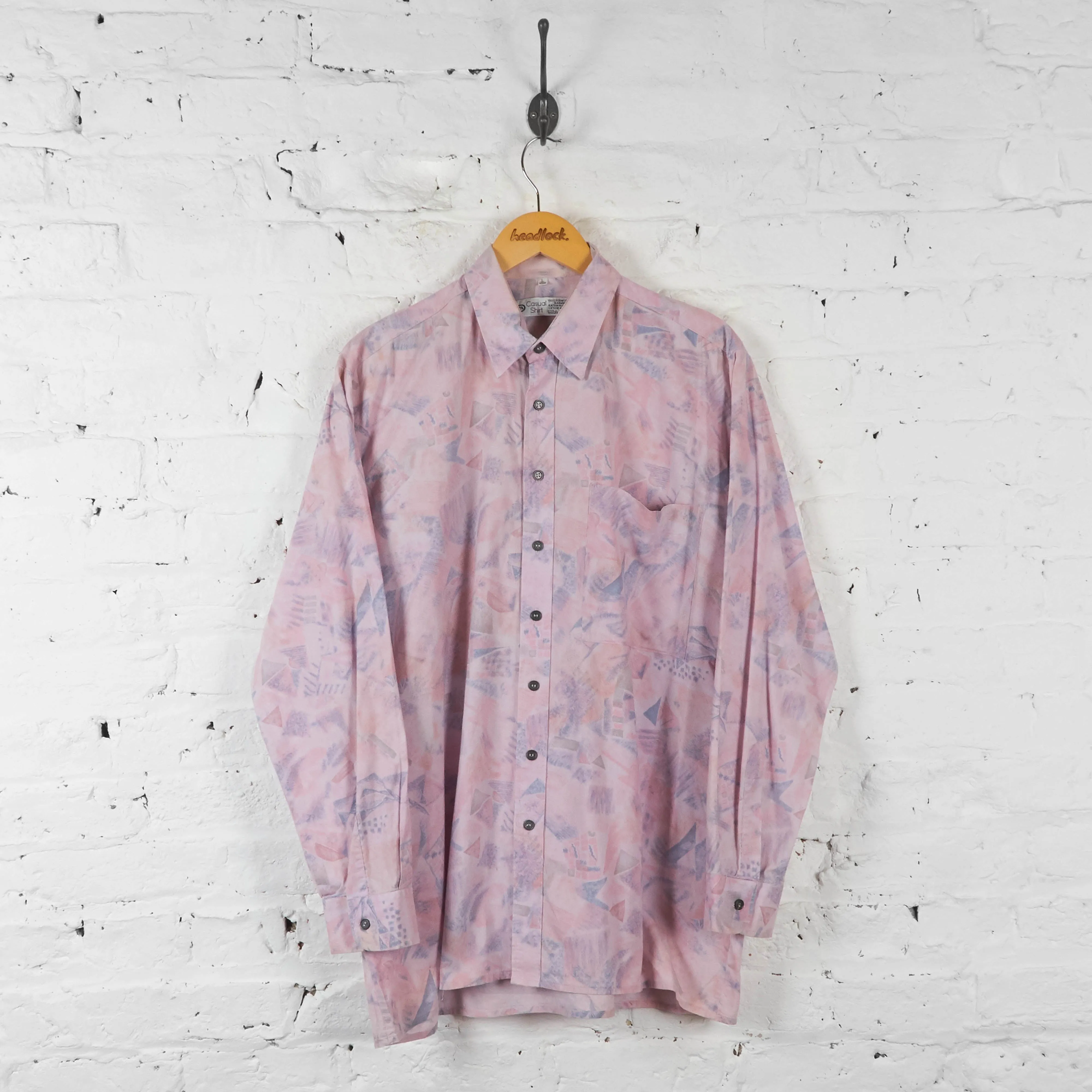 Vintage Shapes Pattern Shirt - Pink - L