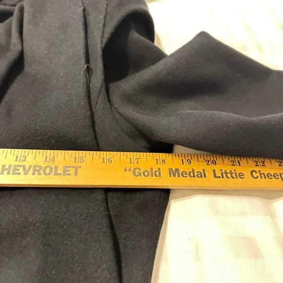 Vintage TOV Holy G Inc Size 38 Black Wool Coat 80s High Collar V Neck Buttons