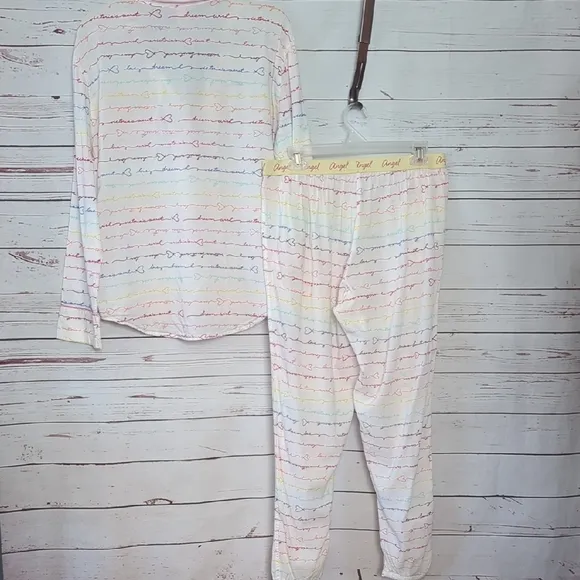 Vintage Victoria's Secret Angel Rainbow Pajama Set 2 PC 2000's Y2K RARE Medium
