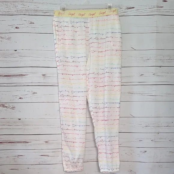 Vintage Victoria's Secret Angel Rainbow Pajama Set 2 PC 2000's Y2K RARE Medium