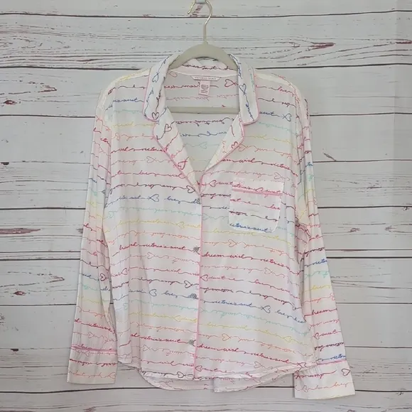 Vintage Victoria's Secret Angel Rainbow Pajama Set 2 PC 2000's Y2K RARE Medium