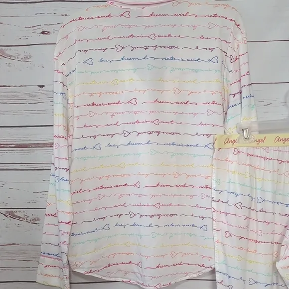 Vintage Victoria's Secret Angel Rainbow Pajama Set 2 PC 2000's Y2K RARE Medium