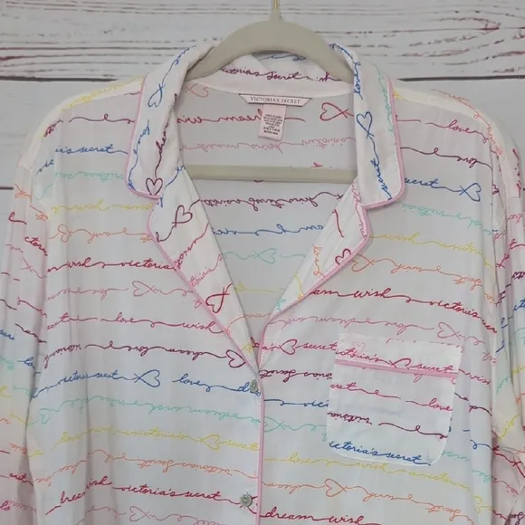 Vintage Victoria's Secret Angel Rainbow Pajama Set 2 PC 2000's Y2K RARE Medium