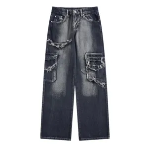 Vintage Wash Frayed Jeans