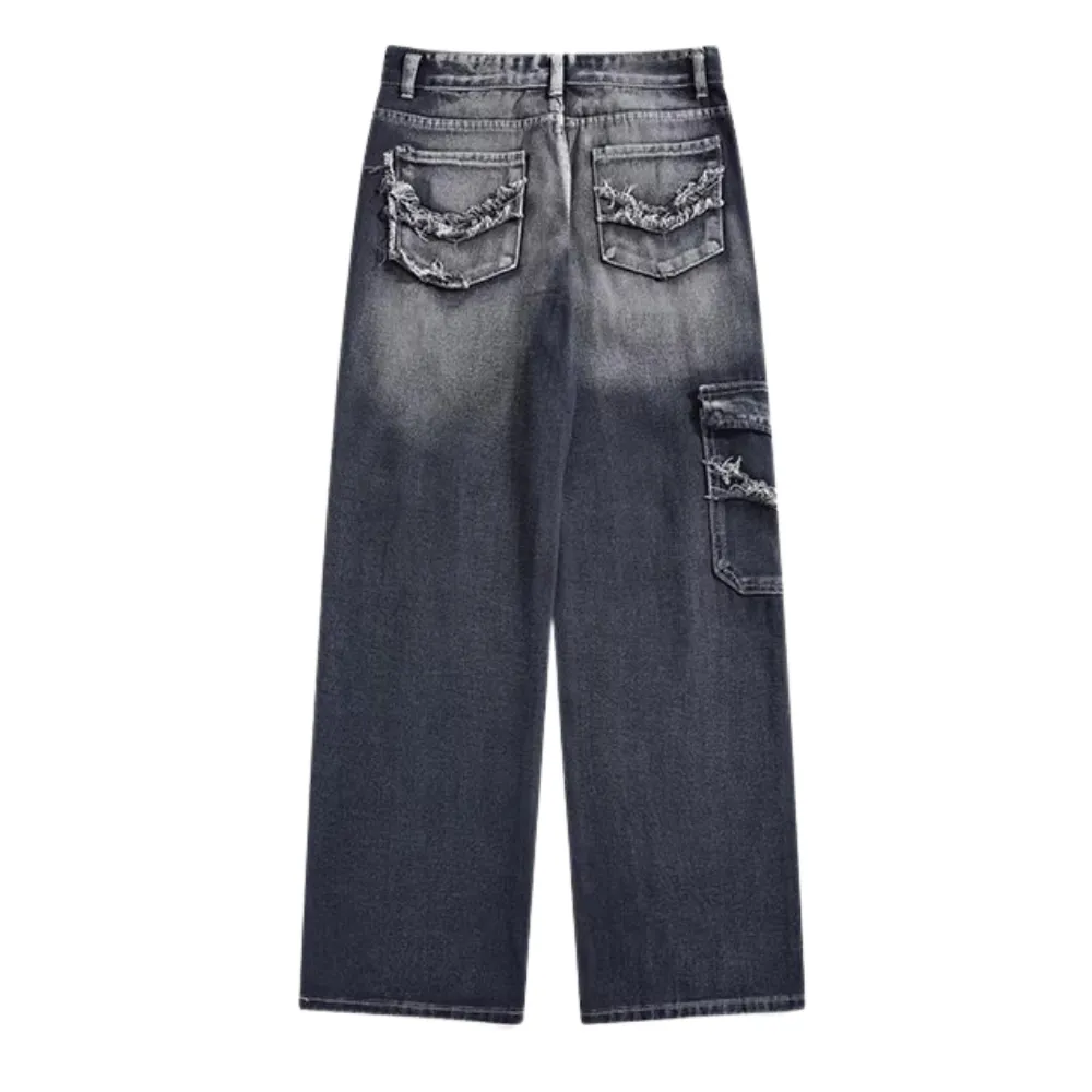 Vintage Wash Frayed Jeans