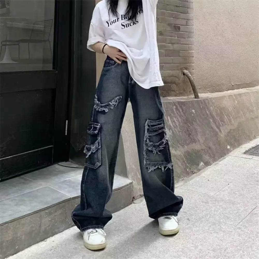 Vintage Wash Frayed Jeans