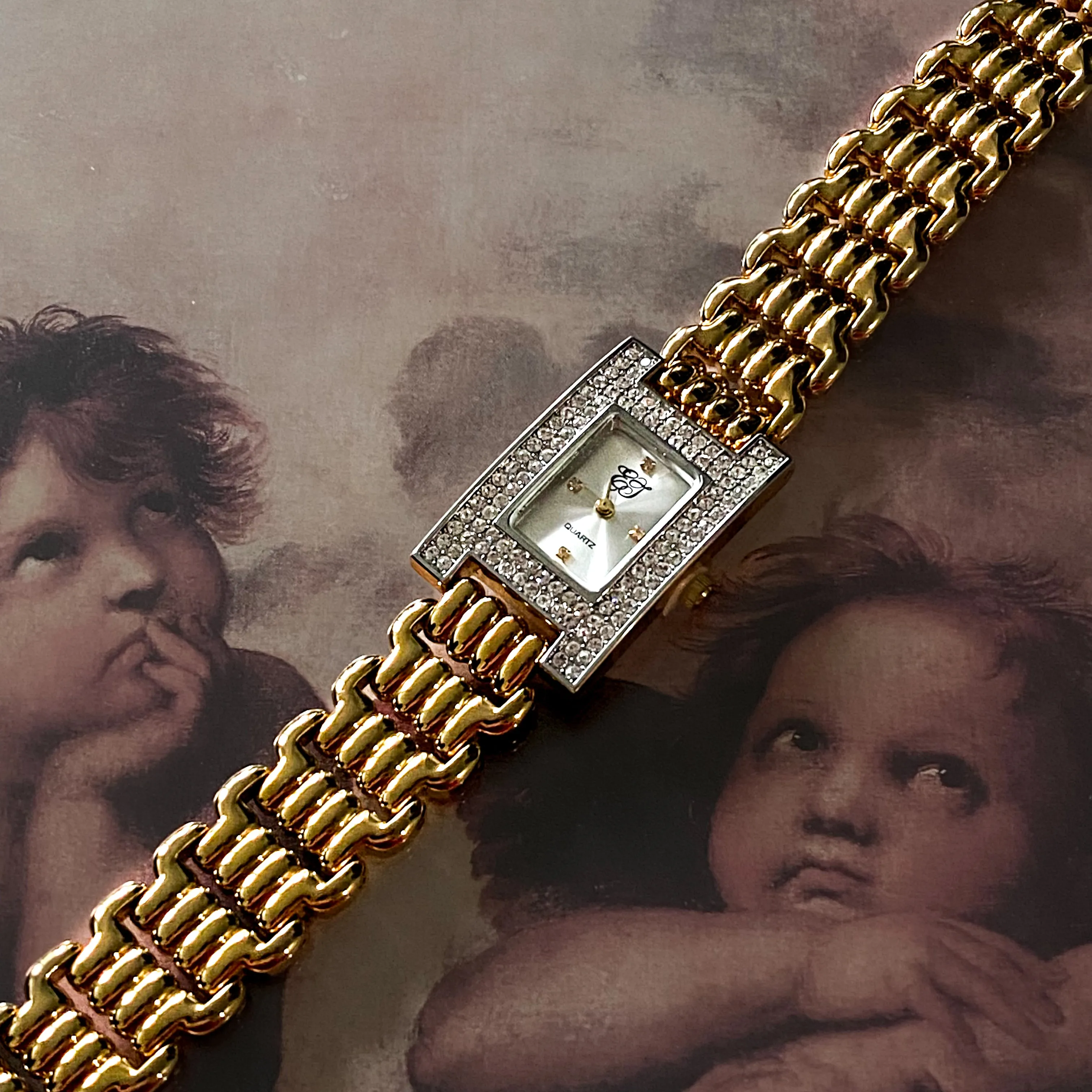 Vintage White Diamonds Gold Elizabeth Taylor Ladies Watch