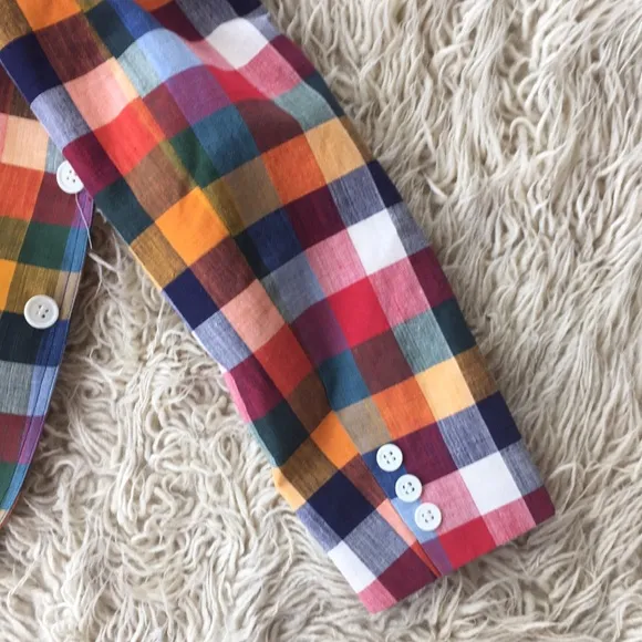 VINTAGE Women’s Rainbow Checkered Plaid Blazer Size 6