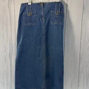 Vintage Y2K 2000s Faded Glory Stretch Back Slit Denim Maxi Skirt Pocket Size 10