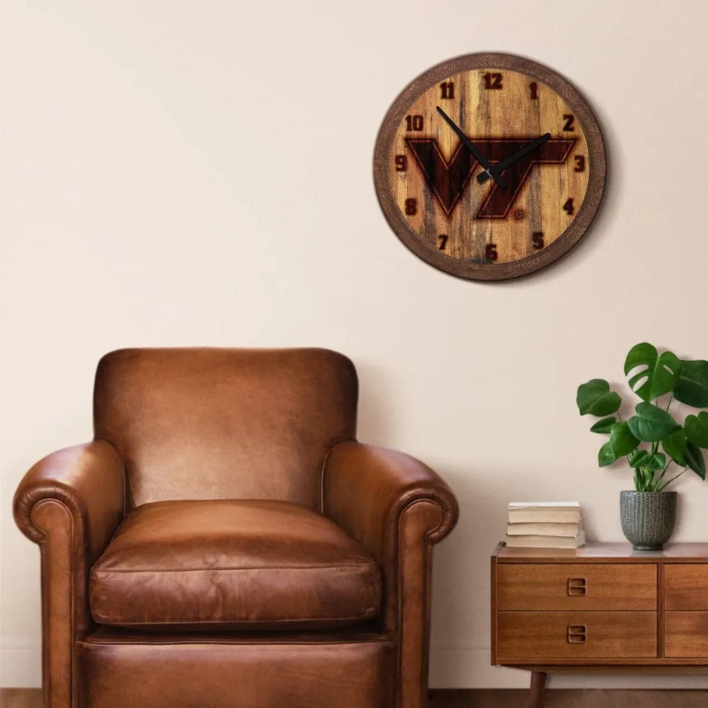 Virginia Tech Hokies: Branded "Faux" Barrel Top Wall Clock