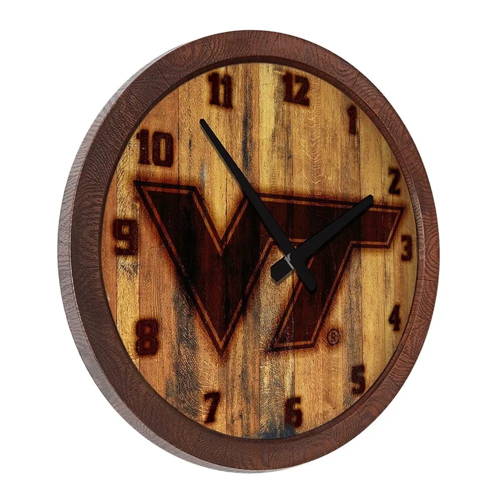 Virginia Tech Hokies: Branded "Faux" Barrel Top Wall Clock
