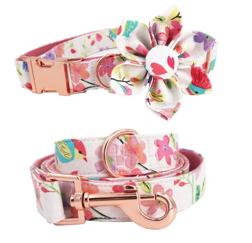 Vista White Floral - Personalized Dog ID Collar