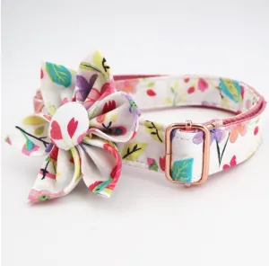 Vista White Floral - Personalized Dog ID Collar
