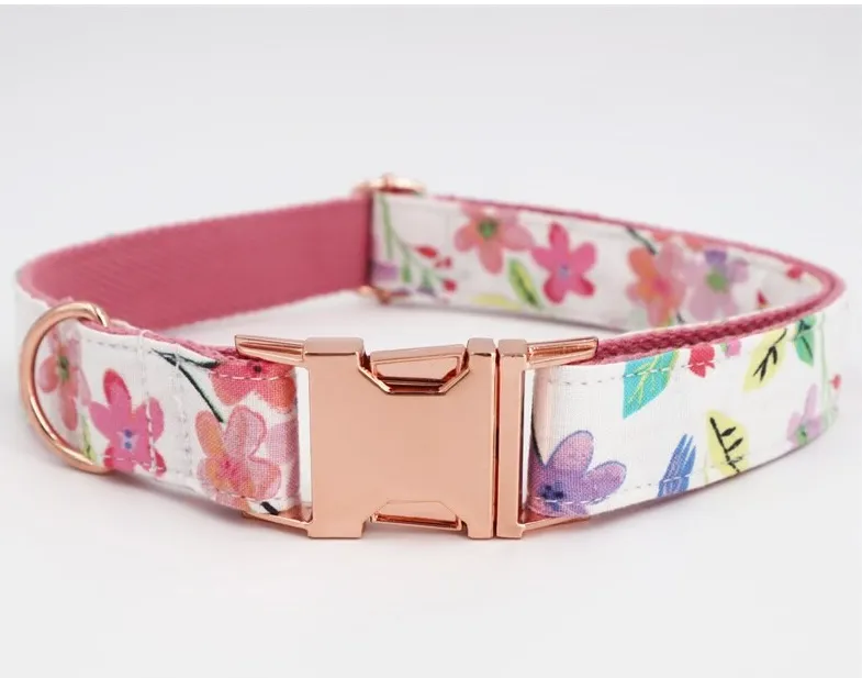 Vista White Floral - Personalized Dog ID Collar