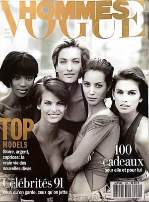 VOGUE Hommes Magazine 1991 PATITZ Naomi YASMIN LE BON Karen Mulder CRAWFORD