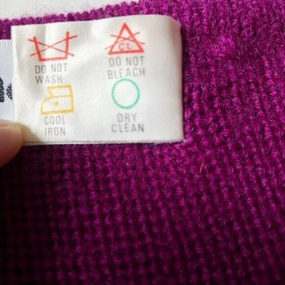 Vtg 80 Magnolia Chunky Knit Sweater Cardigan Wool Burgundy Crest Pocket Nautical