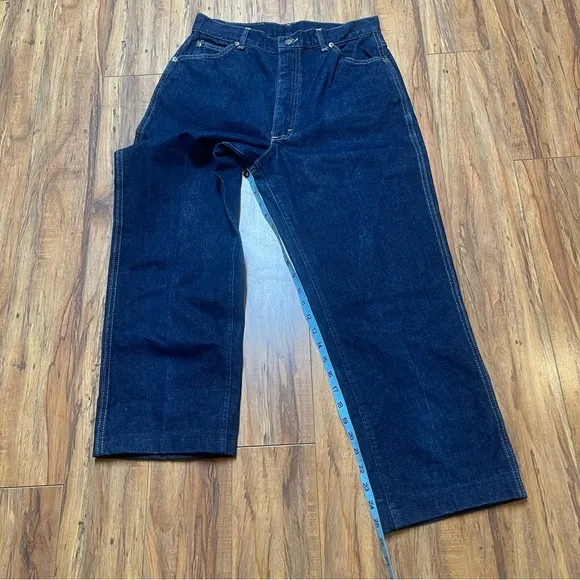 VTG 80s Lee Straight Leg Darkwash Jeans Union Made in USA Wait 28-30&quot;