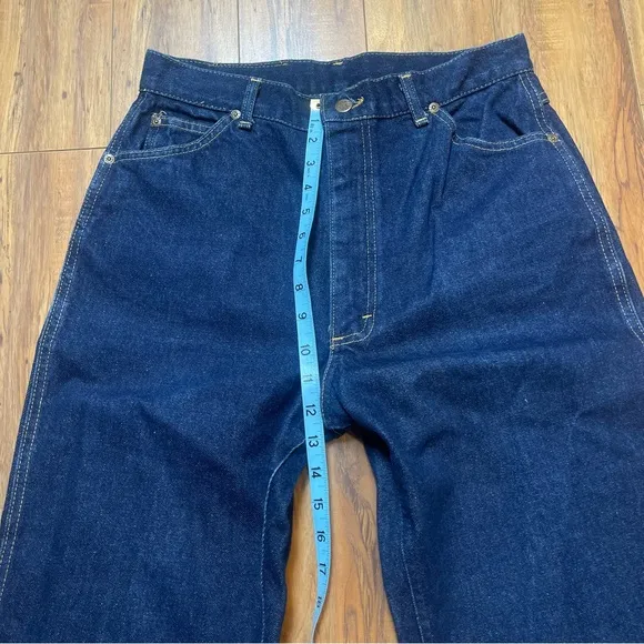VTG 80s Lee Straight Leg Darkwash Jeans Union Made in USA Wait 28-30&quot;