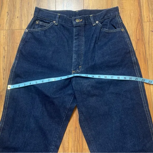 VTG 80s Lee Straight Leg Darkwash Jeans Union Made in USA Wait 28-30&quot;
