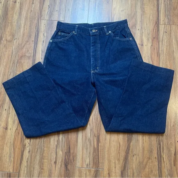 VTG 80s Lee Straight Leg Darkwash Jeans Union Made in USA Wait 28-30&quot;
