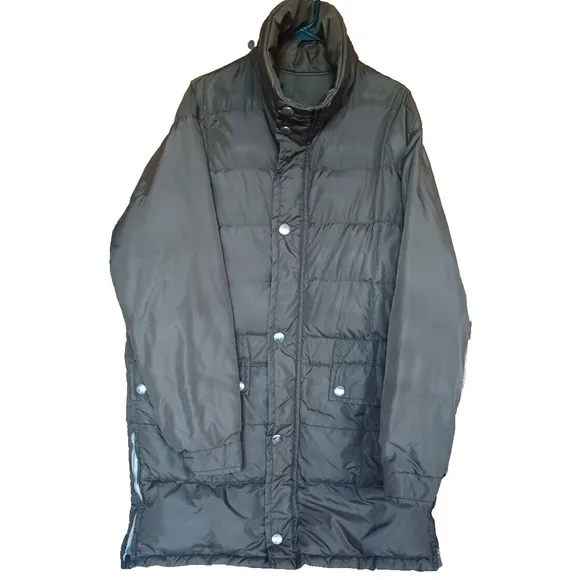 VTG COMFY Mid-Length Goose Down Quilted Car Coat Womens XL Brown Zip open sides