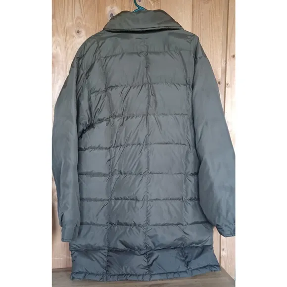 VTG COMFY Mid-Length Goose Down Quilted Car Coat Womens XL Brown Zip open sides