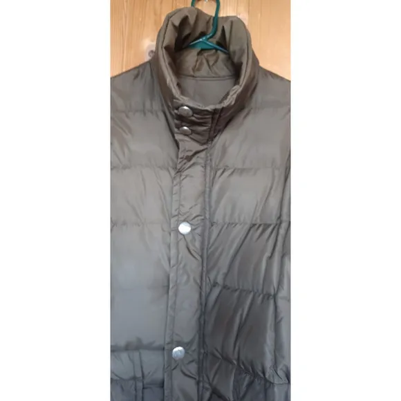 VTG COMFY Mid-Length Goose Down Quilted Car Coat Womens XL Brown Zip open sides