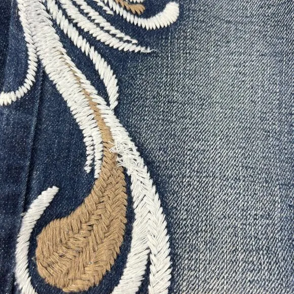 VTG KanCan Jeans Women's 5 Dark Blue Embroidered Hip Flare Preppy Normcore Rare