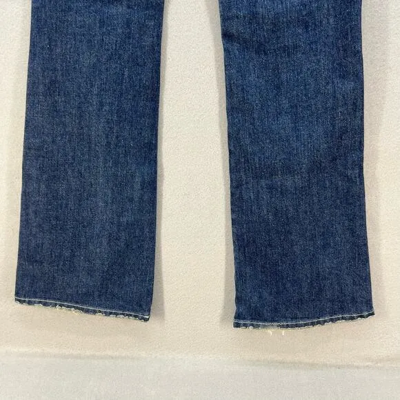 VTG KanCan Jeans Women's 5 Dark Blue Embroidered Hip Flare Preppy Normcore Rare