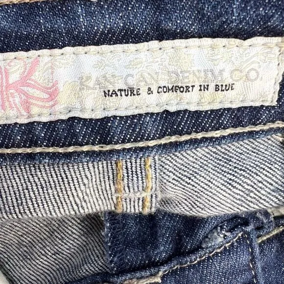 VTG KanCan Jeans Women's 5 Dark Blue Embroidered Hip Flare Preppy Normcore Rare