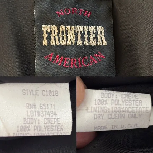 VTG North American Frontier Long Jacket Womens S Black Beaded Whitchcore Goth