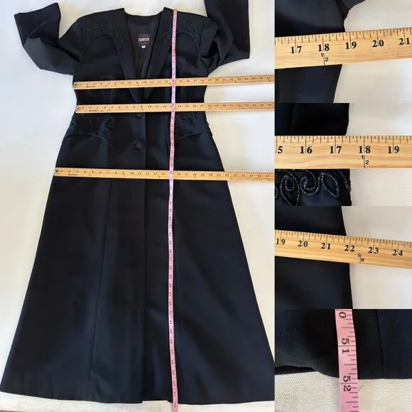 VTG North American Frontier Long Jacket Womens S Black Beaded Whitchcore Goth