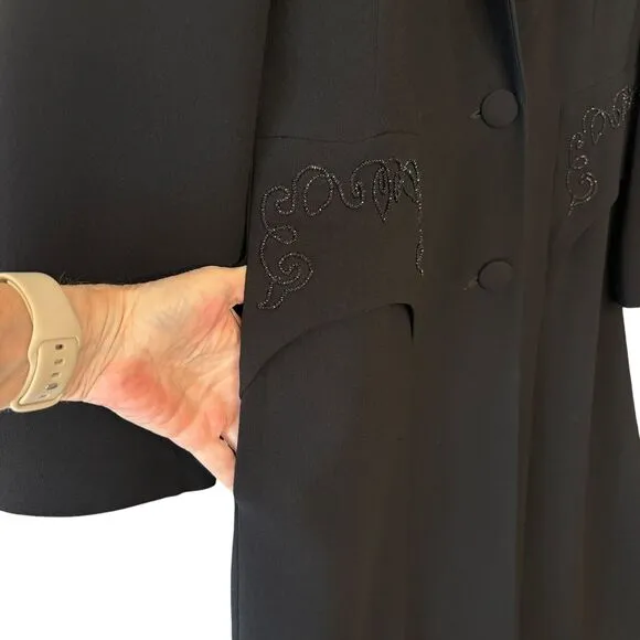 VTG North American Frontier Long Jacket Womens S Black Beaded Whitchcore Goth