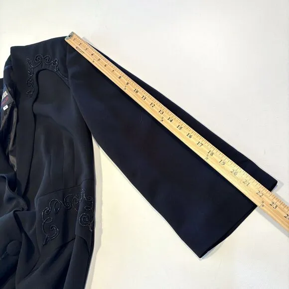 VTG North American Frontier Long Jacket Womens S Black Beaded Whitchcore Goth